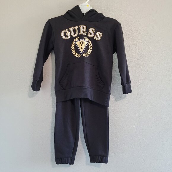Guess Kids 2 Piece Set - Hoodie and Sweatpants in Black Size 5 - 6 - Picture 1 of 8